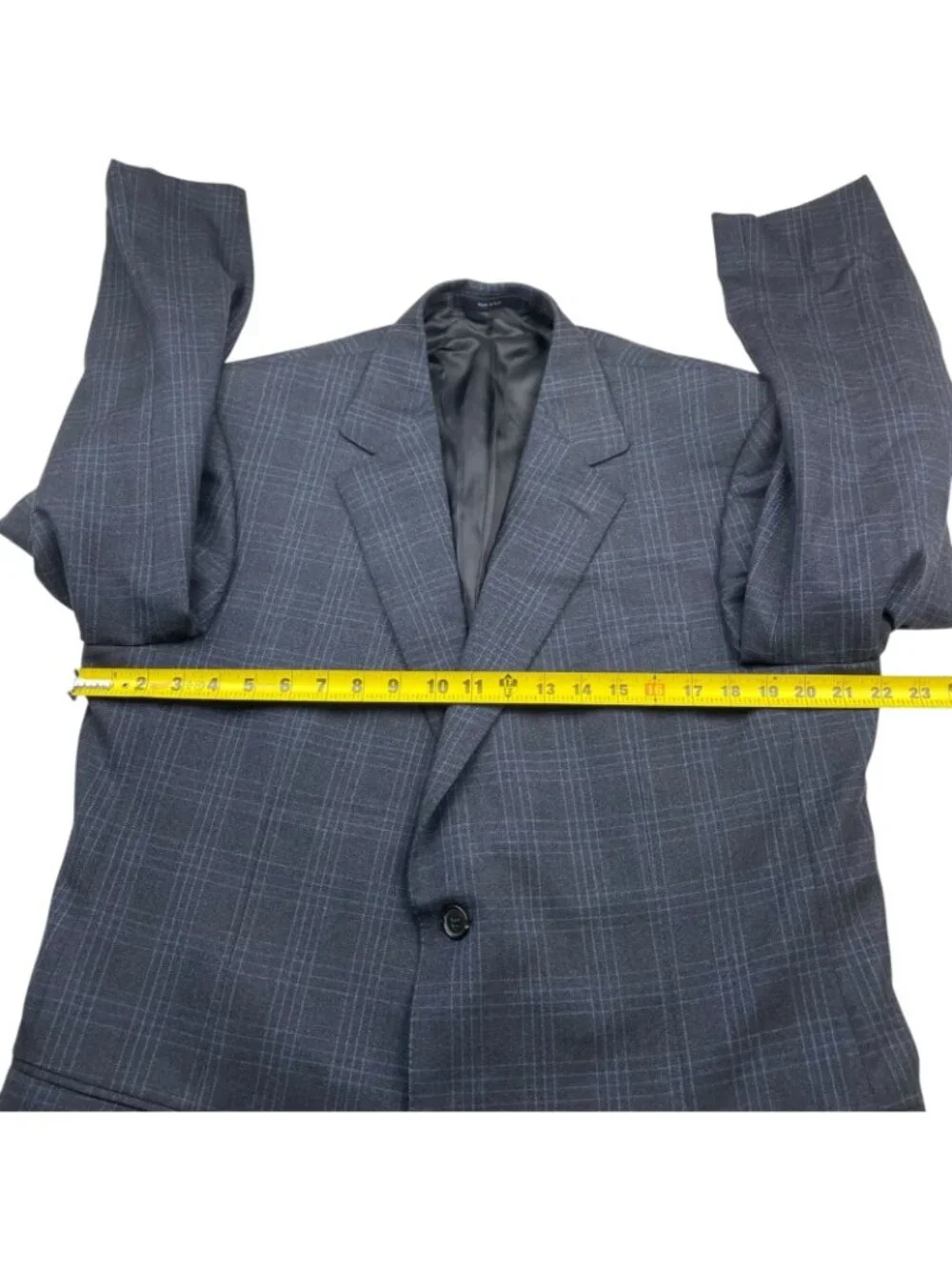 Ermenegildo Zegna Mens 100% Wool 2-Button Blazer Navy Blue Plaid • Italy • 46R_8